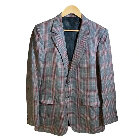 VGT Botany 500 Men's Jacket Blazer Plaid Notch Sport Coat Front buttons/Pockets - Picture 1 of 16